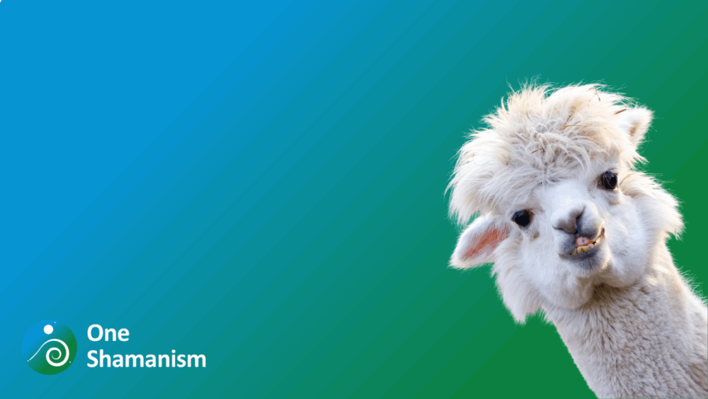 A gentle alpaca with soft fleece in a mountain landscape, symbolizing endurance and kindness